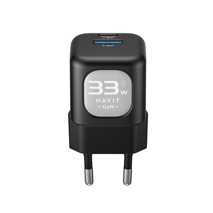 HAVIT UC230 Nettverkslader, 33W, 3A, 1 x USB-A - 1 x USB-C, Svart Grå