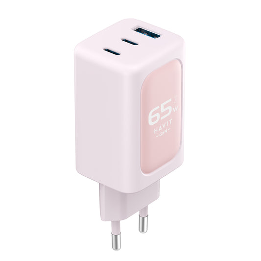 Nettlader HAVIT UC260, 65W, 3A, 1 x USB-A - 2 x USB-C, Rosa