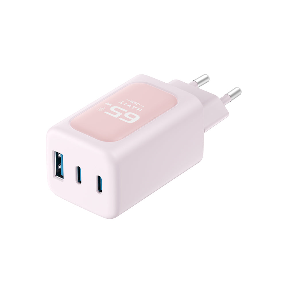 Nettlader HAVIT UC260, 65W, 3A, 1 x USB-A - 2 x USB-C, Rosa