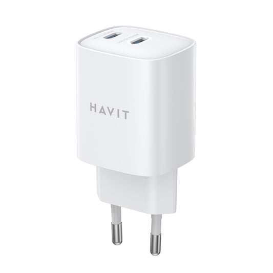 Nettlader HAVIT UC45W, 45W, 3A, 2 x USB-C, Hvit