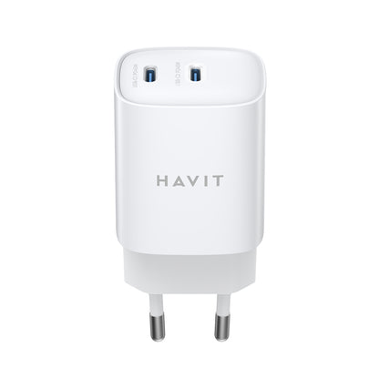 Nettlader HAVIT UC45W, 45W, 3A, 2 x USB-C, Hvit