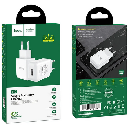 HOCO N2 Nettadapter, 10W, 2A, 1 x USB-A, Hvit