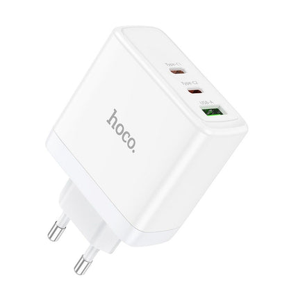 Nettlader HOCO N30, 65W, 3.25A, 1 x USB-A - 2 x USB-C, Hvit