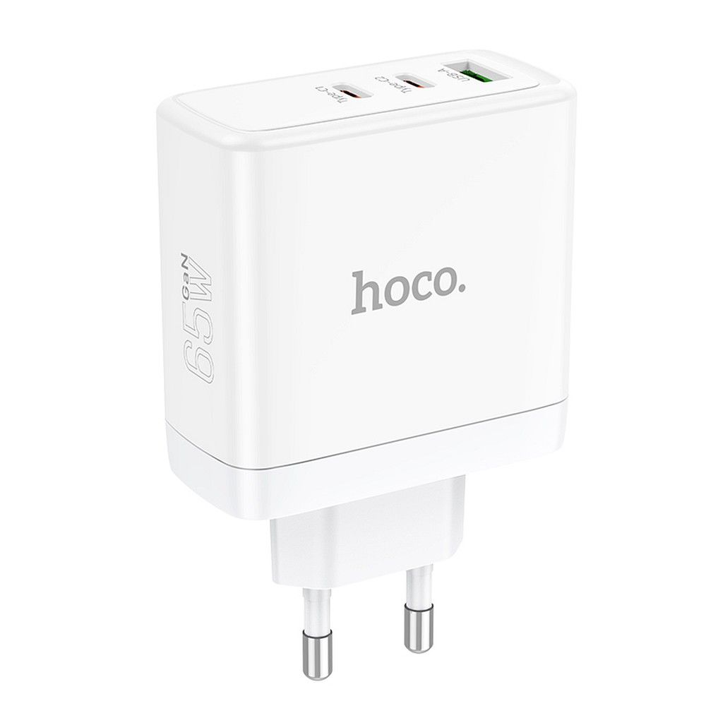 Nettlader HOCO N30, 65W, 3.25A, 1 x USB-A - 2 x USB-C, Hvit