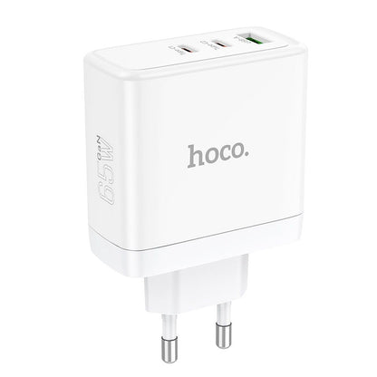 Nettlader HOCO N30, 65W, 3.25A, 1 x USB-A - 2 x USB-C, Hvit