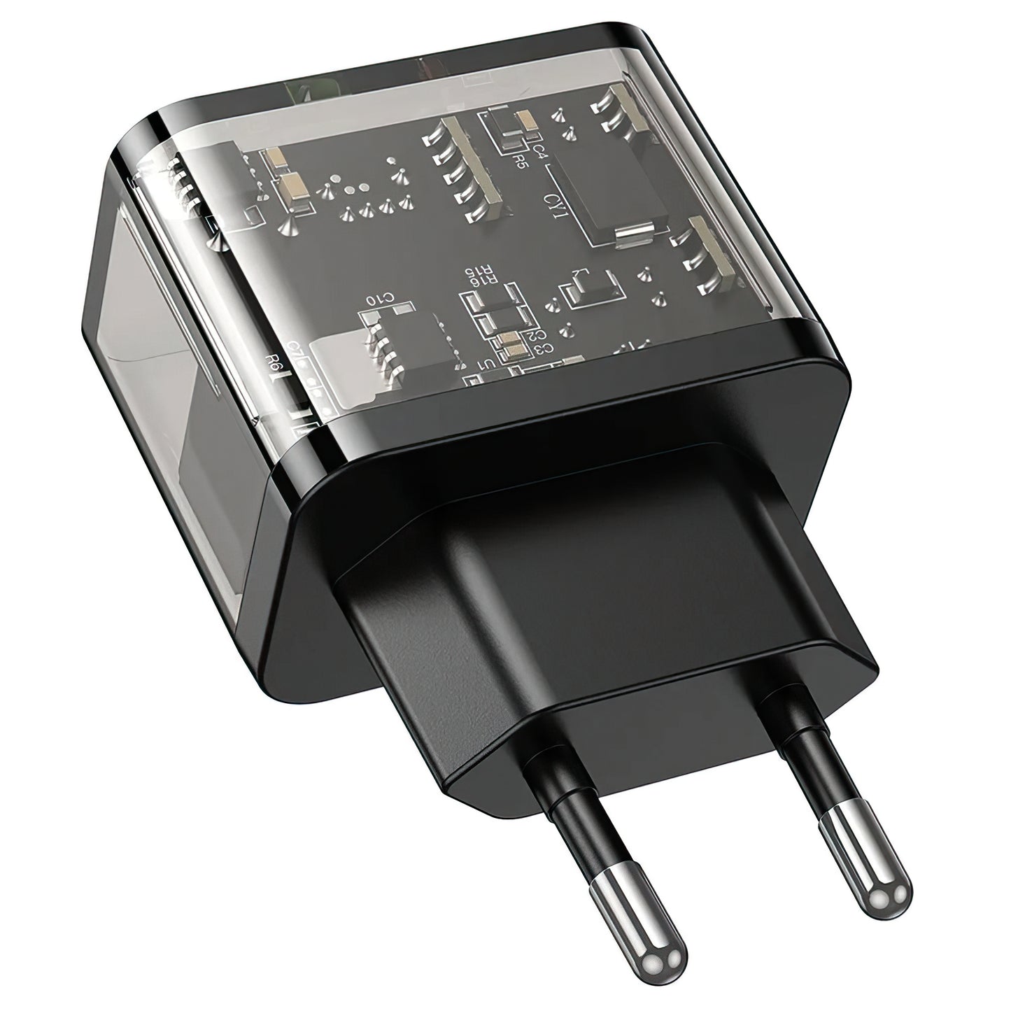HOCO N34 Nettlader, 20W, 3A, 1 x USB-A - 1 x USB-C, Gjennomsiktig