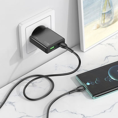 Nettlader HOCO N38, 20W, 3A, 1 x USB-A - 1 x USB-C, Svart