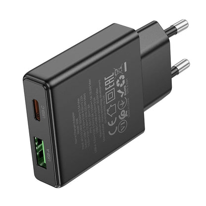 Nettlader HOCO N38, 20W, 3A, 1 x USB-A - 1 x USB-C, Svart
