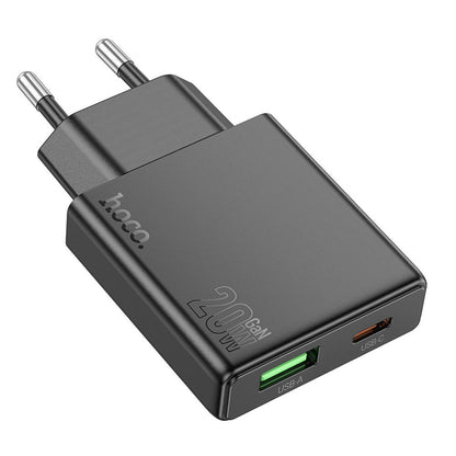 Nettlader HOCO N38, 20W, 3A, 1 x USB-A - 1 x USB-C, Svart