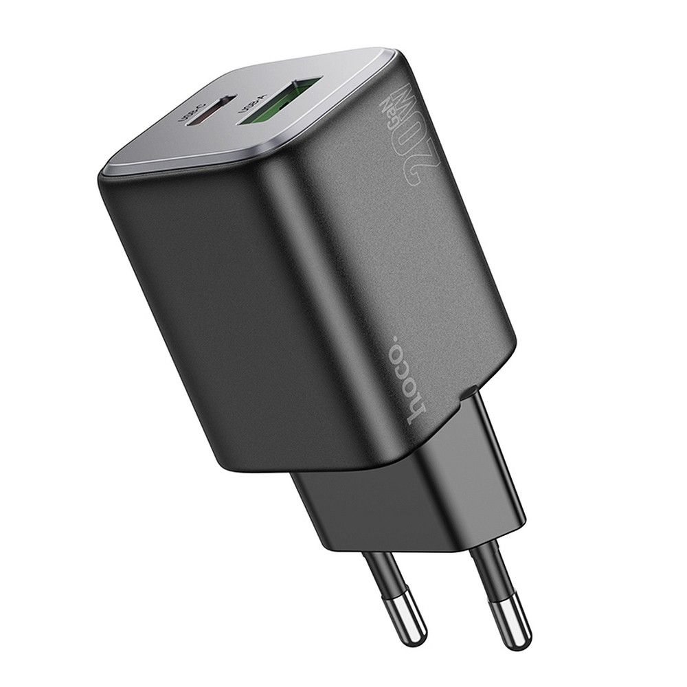 Nettlader HOCO N41, 20W, 3A, 1 x USB-A - 1 x USB-C, Svart