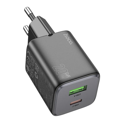 Nettlader HOCO N41, 20W, 3A, 1 x USB-A - 1 x USB-C, Svart