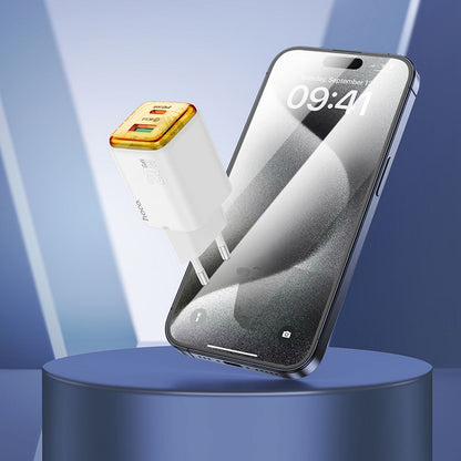 Nettlader HOCO N52, 20W, 3A, 1 x USB-A - 1 x USB-C, Hvit