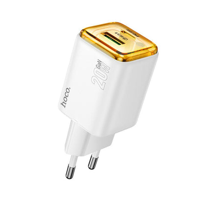Nettlader HOCO N52, 20W, 3A, 1 x USB-A - 1 x USB-C, Hvit