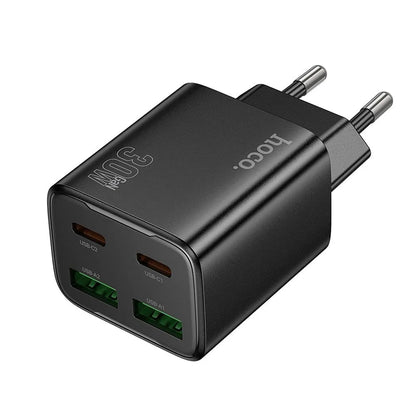 HOCO N56 Nettlader, 30W, 3A, 2 x USB-A - 2 x USB-C, Svart