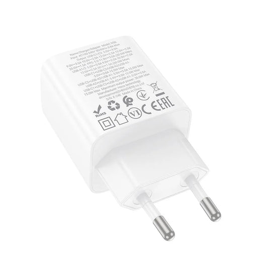 Nettlader HOCO N56, 30W, 3A, 2 x USB-A - 2 x USB-C, Hvit