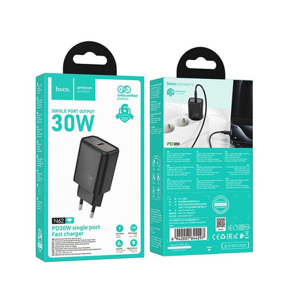 Nettlader HOCO N62, 30W, 3A, 1 x USB-C, Svart