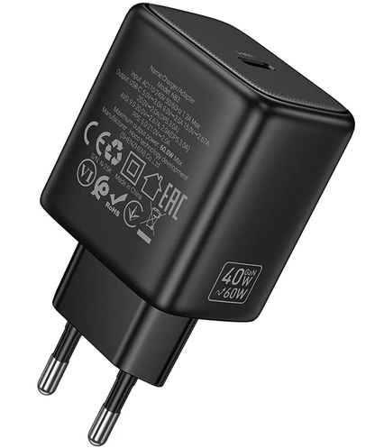 HOCO N83 Nettlader, 40W, 3A, 1 x USB-C, Svart