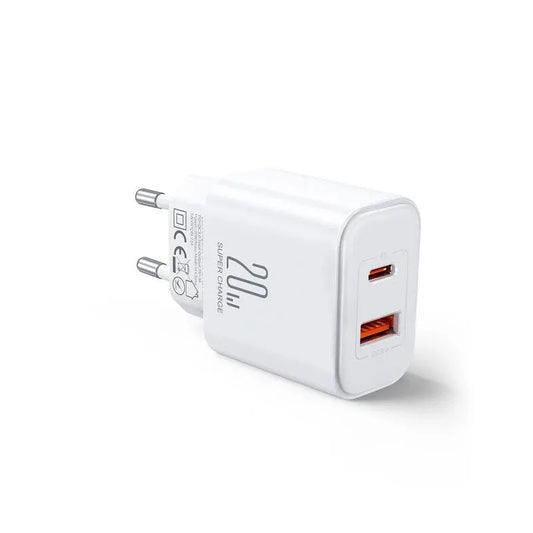 Lader for nettverk Joyroom JR-TCF05, 20W, 3A, 1 x USB-A - 1 x USB-C, Hvit