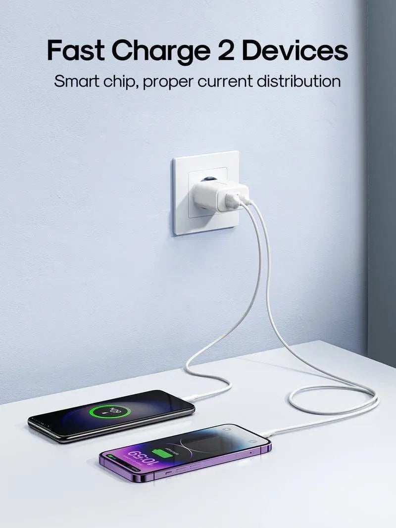 Lader for nettverk Joyroom JR-TCF05, 20W, 3A, 1 x USB-A - 1 x USB-C, Hvit