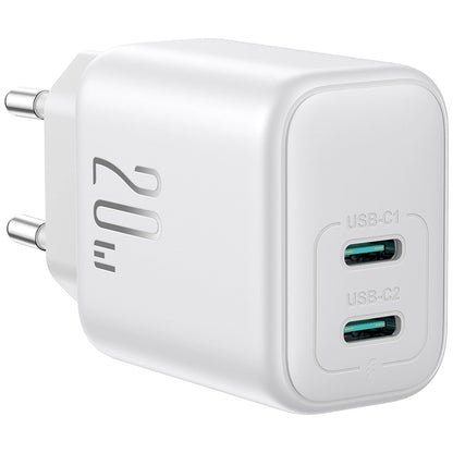 Joyroom JR-TCF12 Nettlader, 20W, 3A, 2 x USB-C, Hvit