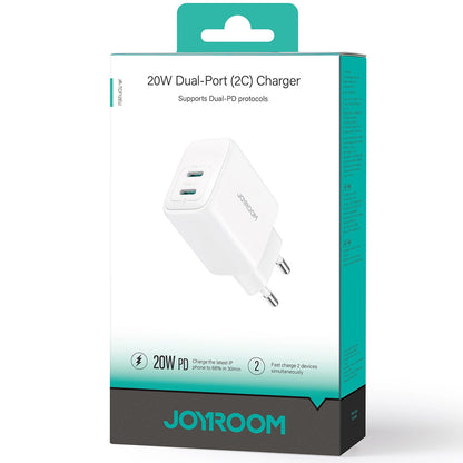 Joyroom JR-TCF12 Nettlader, 20W, 3A, 2 x USB-C, Hvit