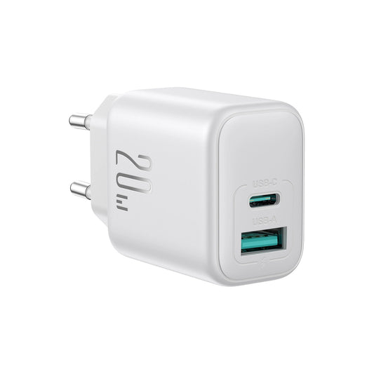 Joyroom JR-TCF21 nettverkslader, 20W, 3A, 1 x USB-A - 1 x USB-C, Hvit