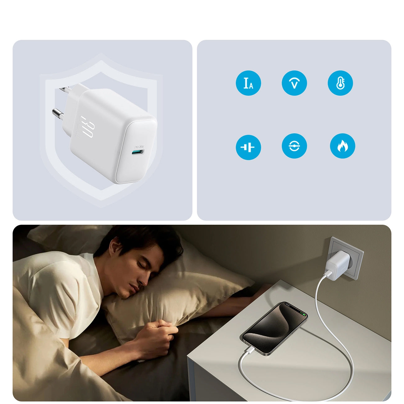 Joyroom JR-TCF24 Nettlader, 30W, 3A, 1 x USB-C, Hvit
