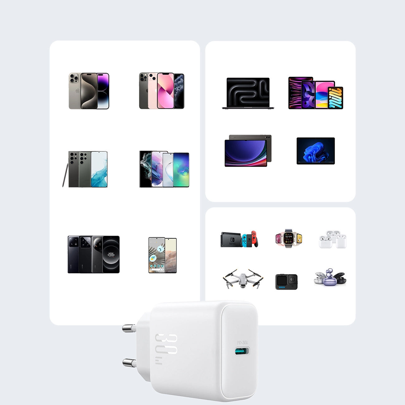 Joyroom JR-TCF24 Nettlader, 30W, 3A, 1 x USB-C, Hvit