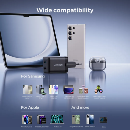 Joyroom JR-TCG17 nettverkslader, 45W, 3A, 2 x USB-C, Svart