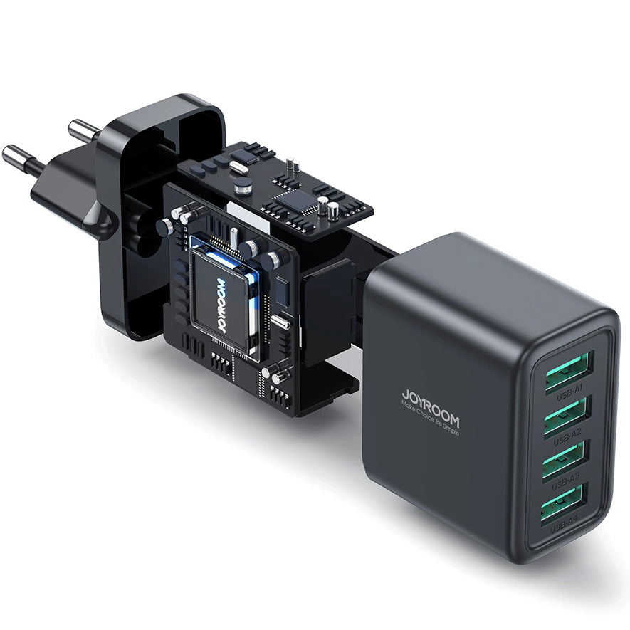 Joyroom nettverkslader JR-TCN03, 24W, 2,4A, 4 x USB-A, svart 