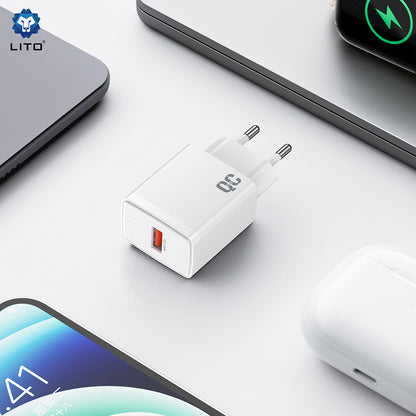 Lito LC08 nettverkslader, 18W, 3A, 1 x USB-A, Hvit