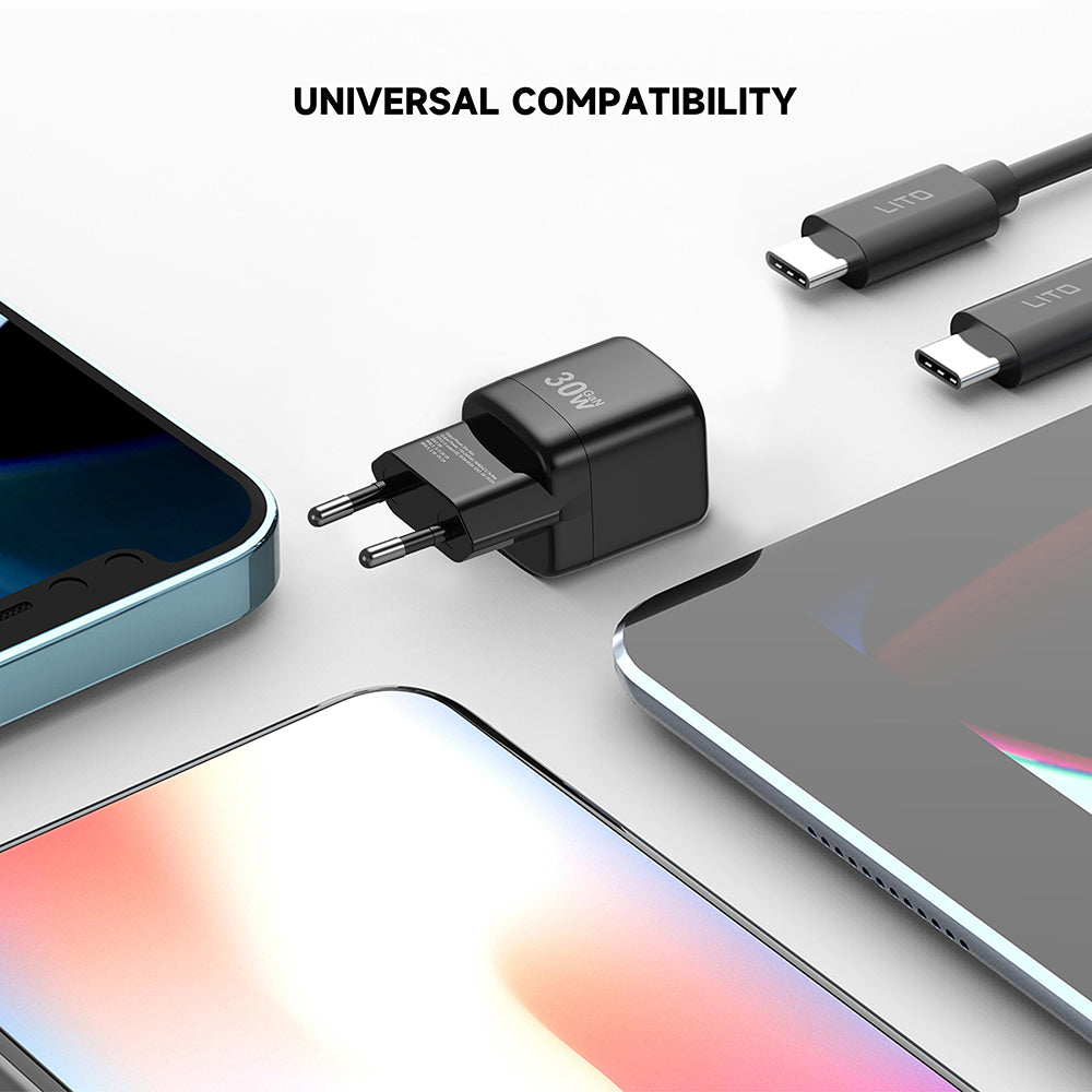 Lito LC11 Nettlader, 30W, 3A, 1 x USB-C, Svart