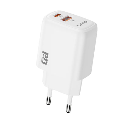 Lito LC28 Nettlader, 20W, 3A, 1 x USB-A - 1 x USB-C, Hvit