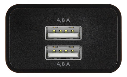 MaXlife MXTC-12 nettverkslader, 24W, 2.4A, 2 x USB-A, Svart