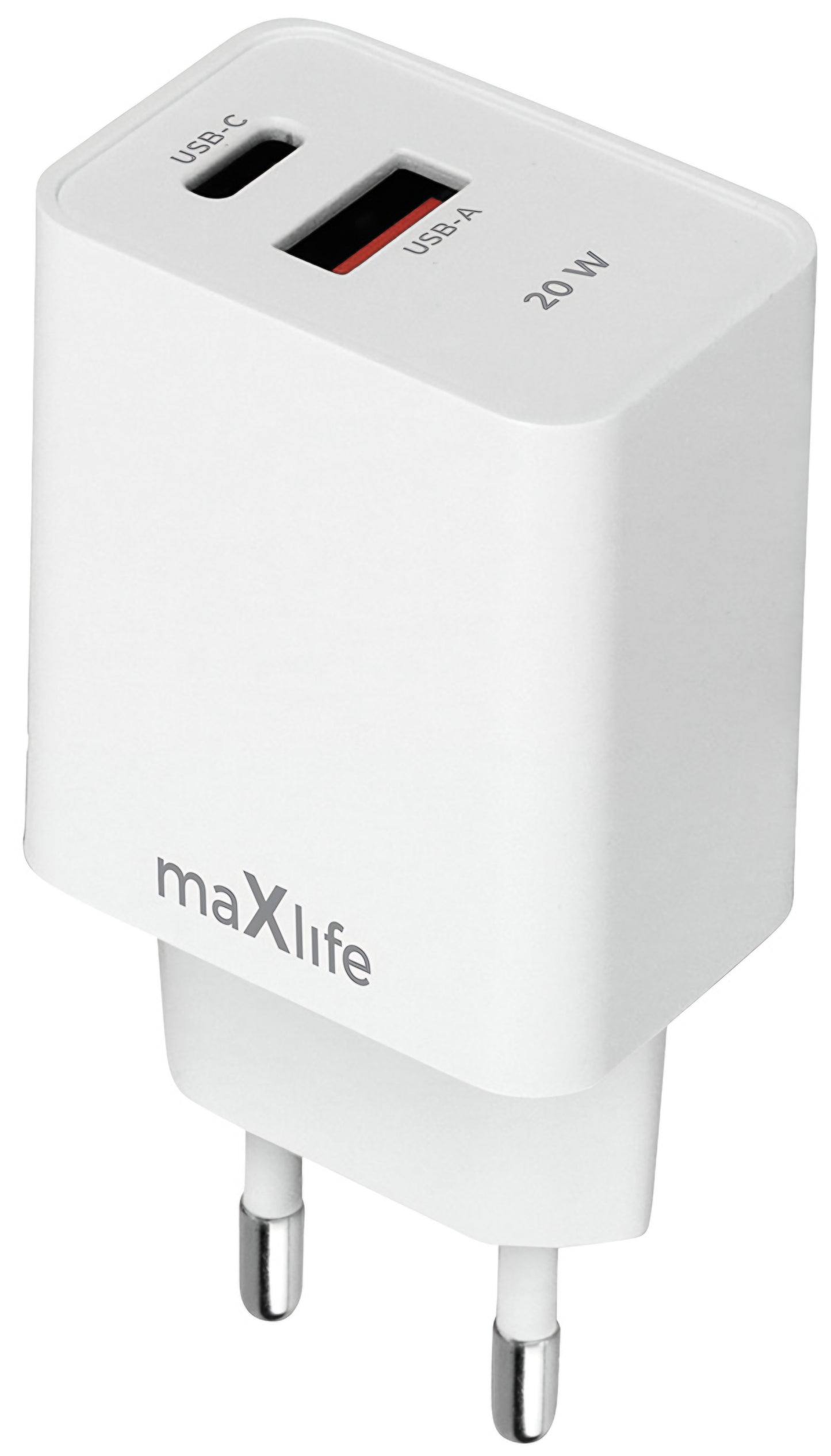 MaXlife MXTC-13-20AC Nettlader, 20W, 3A, 1 x USB-A - 1 x USB-C, Hvit