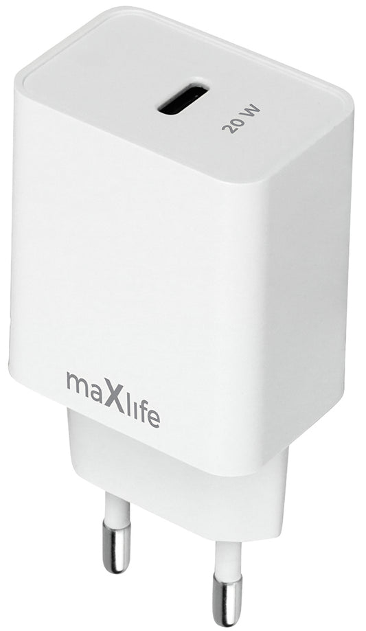 Nettlader MaXlife MXTC-13-20C, 20W, 3A, 1 x USB-C, Hvit