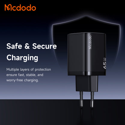McDodo CH-0850 Ultimate Mini Nettlader, 65W, 3,25A, 1 x USB-C, Svart