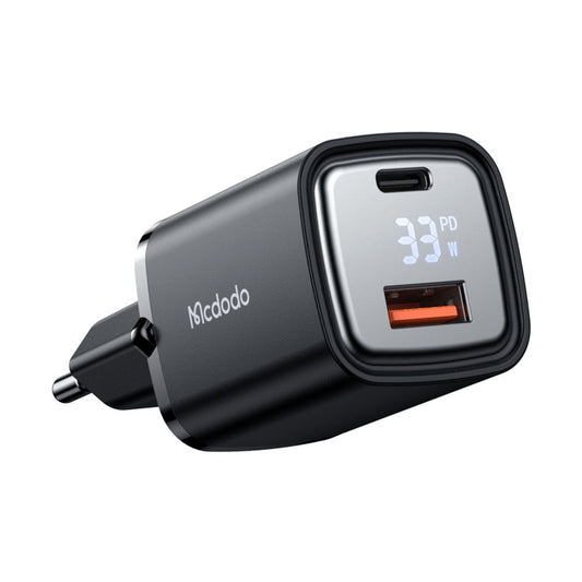 McDodo CH-1701 Graphite Display Nettlader, 33W, 3A, 1 x USB-A - 1 x USB-C, Svart