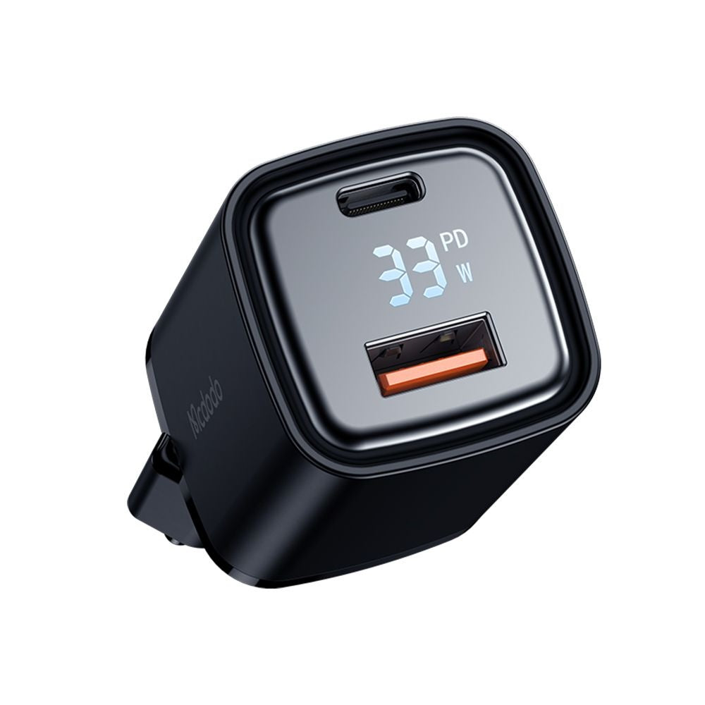 McDodo CH-1701 Graphite Display Nettlader, 33W, 3A, 1 x USB-A - 1 x USB-C, Svart