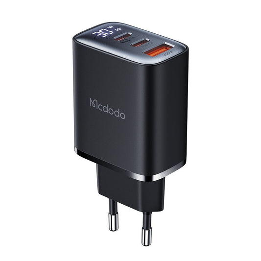 McDodo CH-2180 Nettlader Display, 30W, 3A, 1 x USB-A - 2 x USB-C, Svart