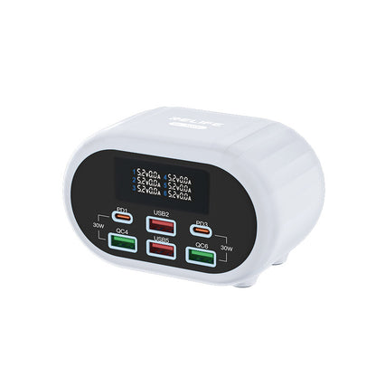 Ladestasjon Relife RL-309U, 72W, 5A, 2 x USB-C - 4 x USB-A, Sølv 