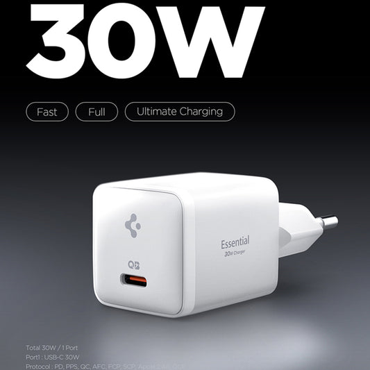 Spigen EE301EU Essential Nettlader, 30W, 3A, 1 x USB-C, Hvit ACH09492