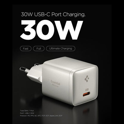 Spigen EE301EU Essential Nettlader, 30W, 3A, 1 x USB-C, Titan Grå ACH10448