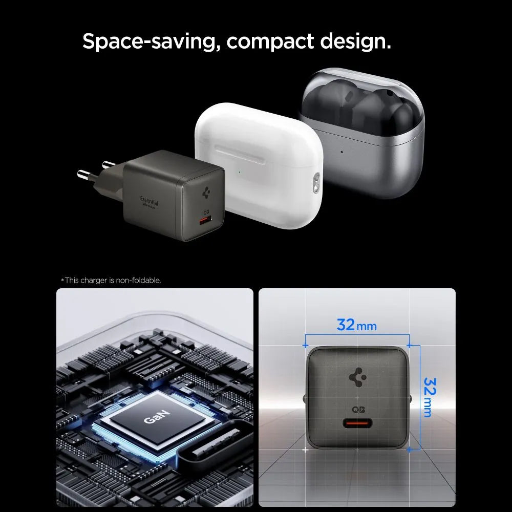 Spigen EE301EU Essential Nettlader, 30W, 3A, 1 x USB-C, Grå ACH10447