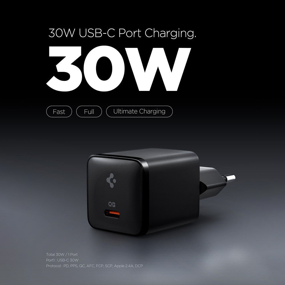 Spigen EE301EU Essential Nettadapter, 30W, 3A, 1 x USB-C, Svart ACH09493