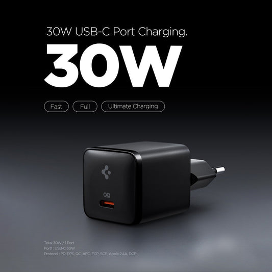 Spigen EE301EU Essential Nettadapter, 30W, 3A, 1 x USB-C, Svart ACH09493