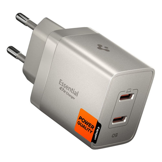Spigen EE472EU Essential nettadapter, 47W, 3A, 2 x USB-C, Titan grå ACH10451