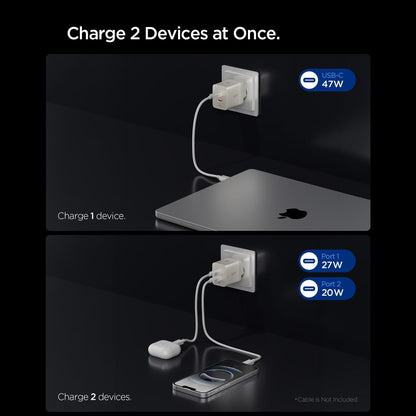 Spigen EE472EU Essential nettadapter, 47W, 3A, 2 x USB-C, Titan grå ACH10451