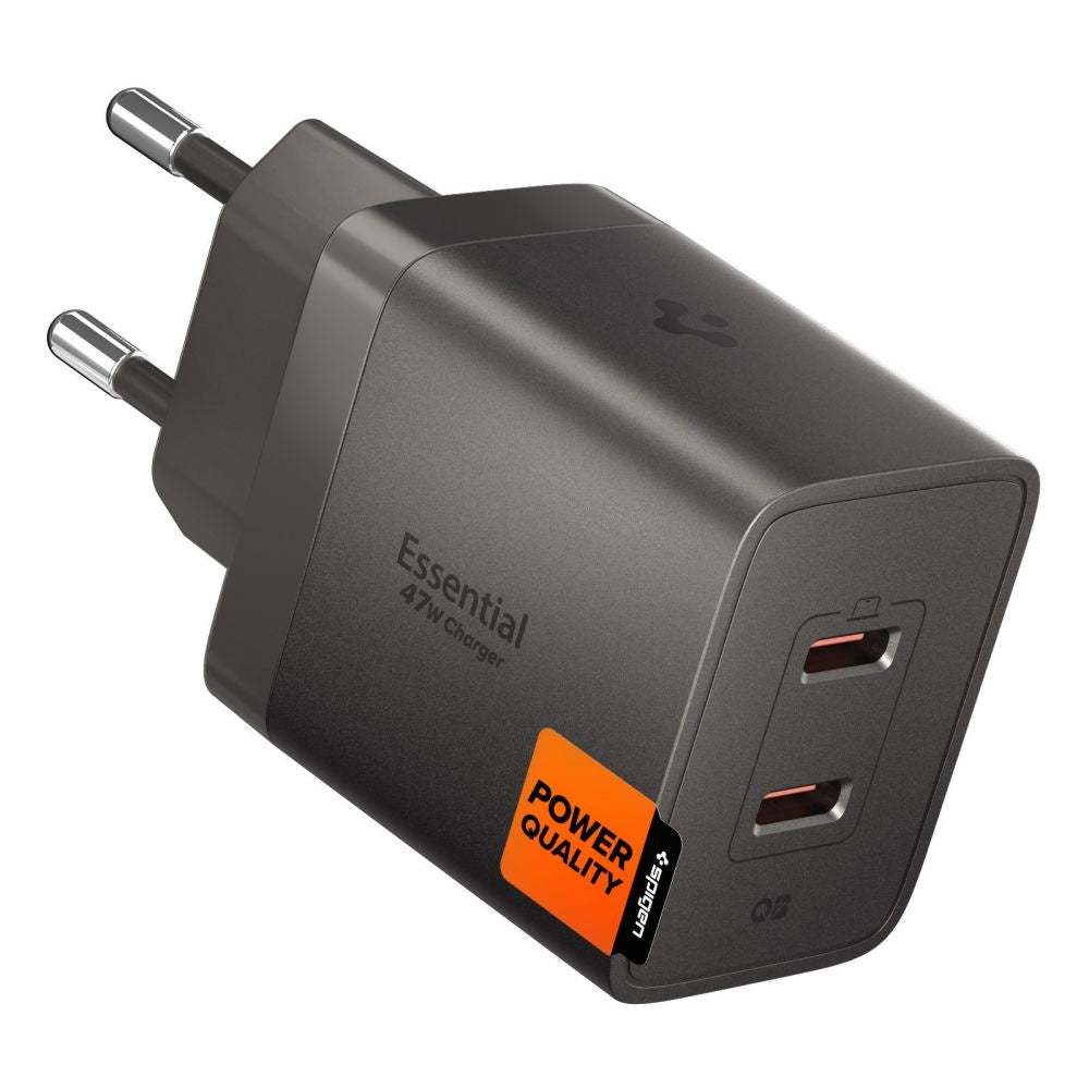 Spigen EE472EU Essential nettadapter, 47W, 3A, 2 x USB-C, grå ACH10450