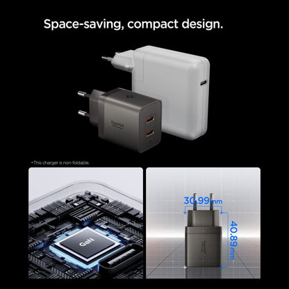 Spigen EE472EU Essential nettadapter, 47W, 3A, 2 x USB-C, grå ACH10450